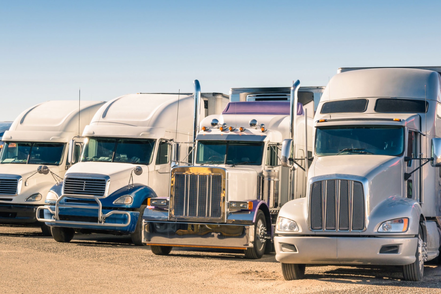 Row of semi trucks